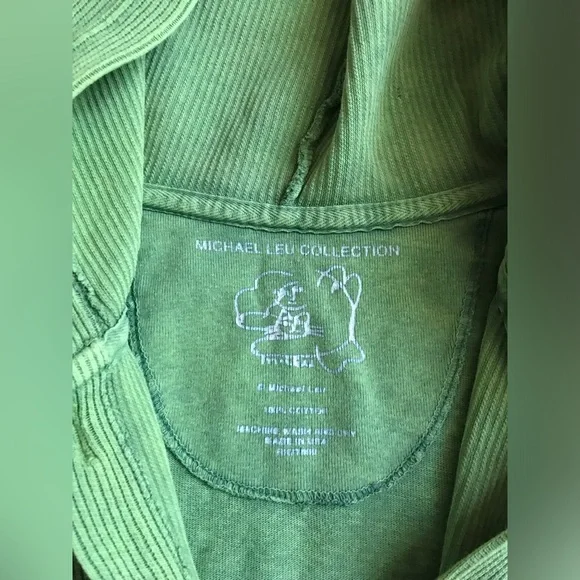 Michael Leu Collection (Boutique) Sweater Cardigan, 100% Cotton, Sweet Pea - XL - Picture 4 of 12